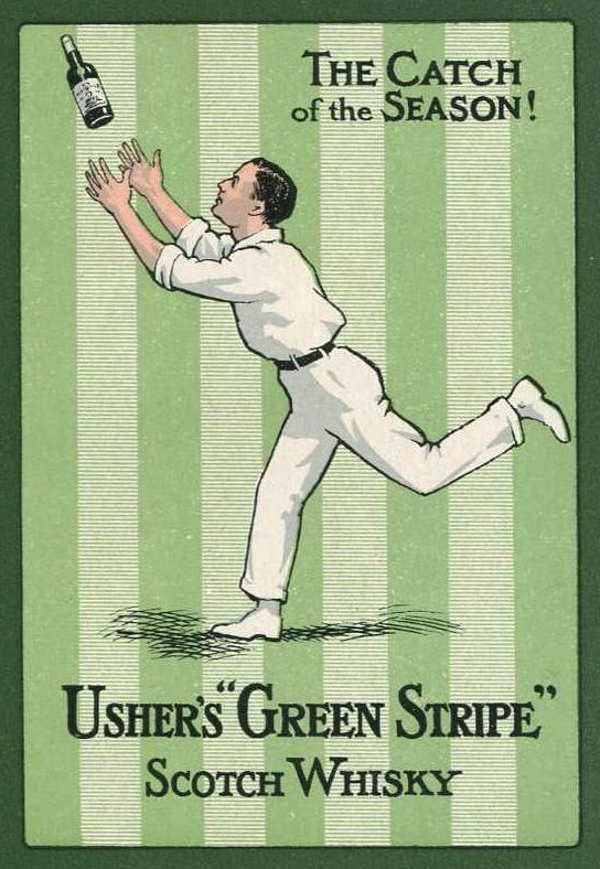 Ushers Green Stripe Scotch whisky playing card